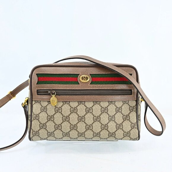 Authentic GUCCI GG Sherry PVC Leather Brown Shoulder Bag bsj630-121025 - Picture 1 of 16